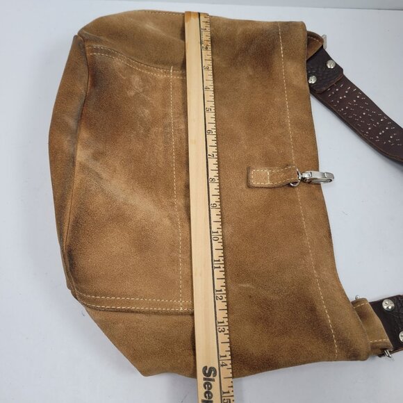 Tylie Malibu Women's Tan Suede Leather Hobo Shoulder Bag - Picture 11 of 11